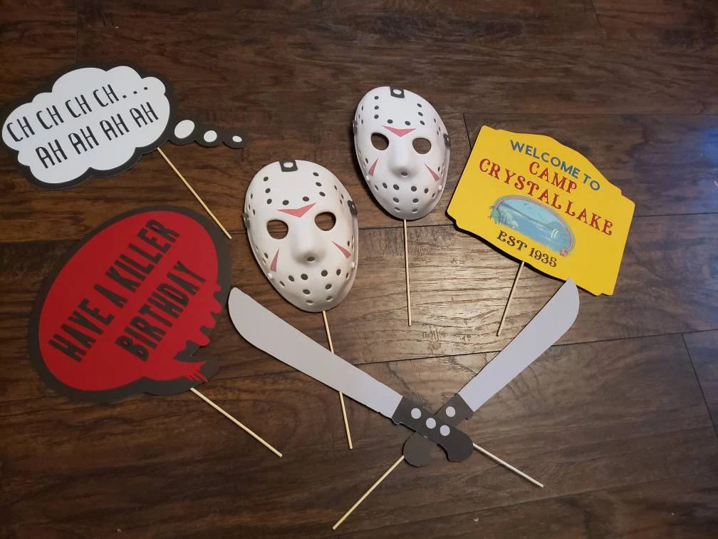 Friday the 13th photo props, Friday the 13th party decorations, Have a killer birthday, horror themed birthday, horror decorations | Etsy (Global)