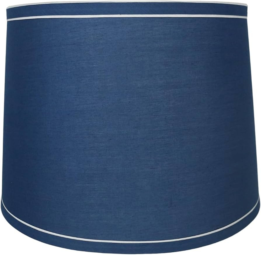 Urbanest French Drum With White Trim 12x14x10" Lampshade, Navy Blue | Amazon (US)