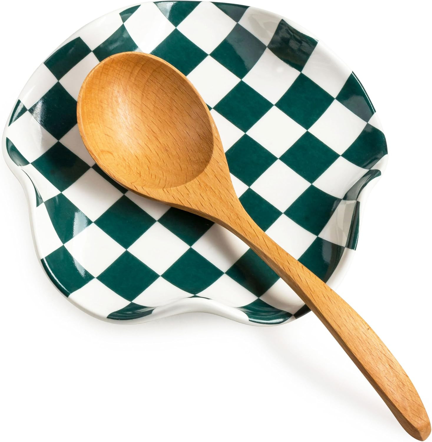 Checkered Spoon Rest for Kitchen Counter, Cooking Spoon Holder for Stove Top, Large Utensil Spatu... | Amazon (US)