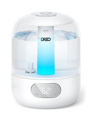 DREO Humidifiers for Bedroom, 3L Top Fill 30H & 26dB Quiet Runtime for Large Room, Cool Mist Ultrasonic Humidifier with Humidity Sensor, Night Light for Home, Baby, Nursery, Plants, New Edition | Amazon (US)