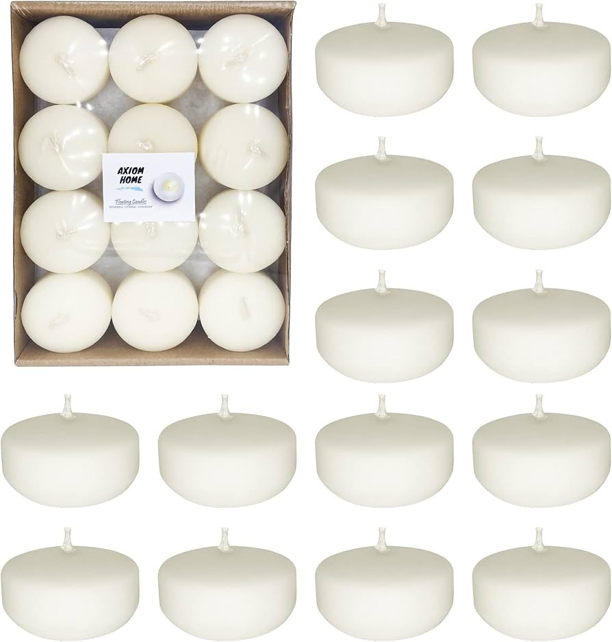 Axiom Floating Candles Pack of 24 – Unscented Round Floating Candles for Centerpiece- Dripless ... | Amazon (US)