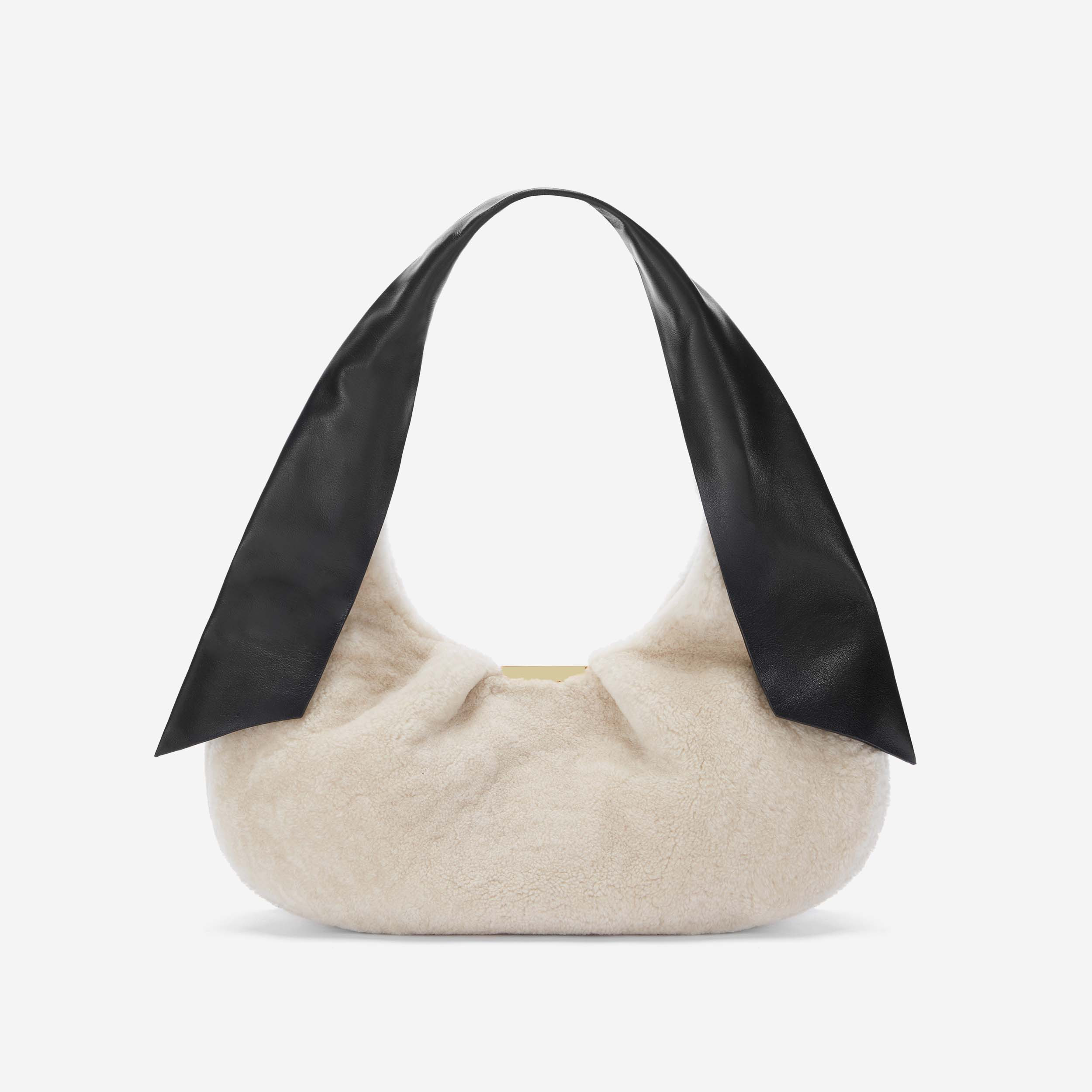 The Midi Milan | Ivory Shearling Black Smooth | DeMellier | DeMellier