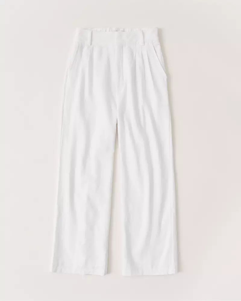 Linen-Blend Pleated Wide Leg Pants | Abercrombie & Fitch US & UK