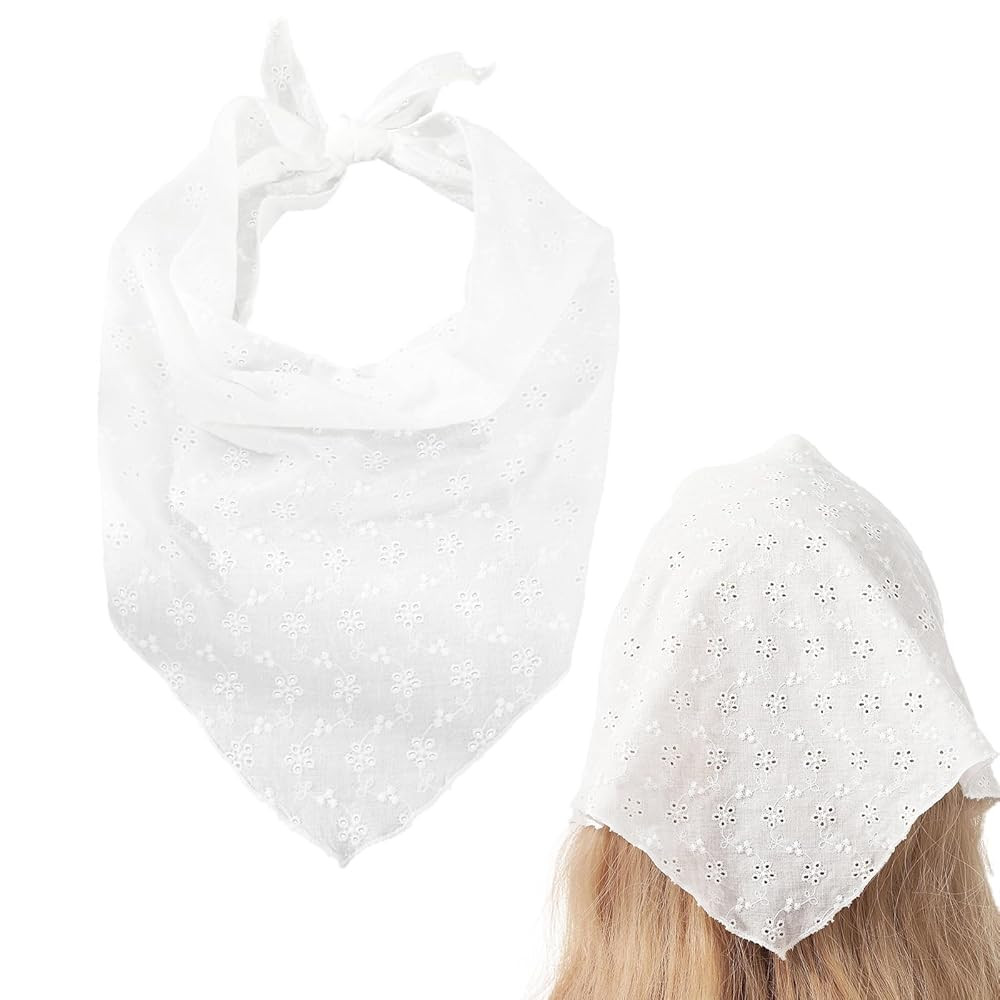 White Bandana Headband for Women Simplicity Head Scarf for Girls Cute Adjustable Bandanas for Wom... | Amazon (US)