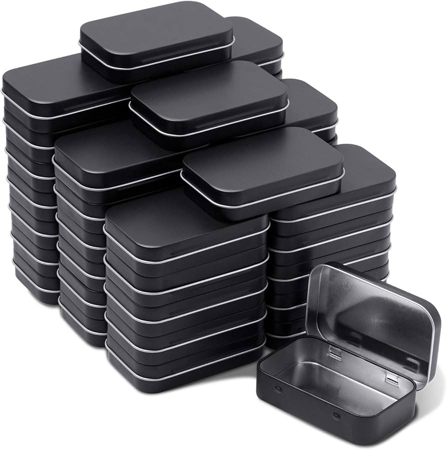 Metal Rectangular Hinged Tins - Pack of 40 Matte Black Mini Portable Box Containers Small Empty S... | Amazon (US)