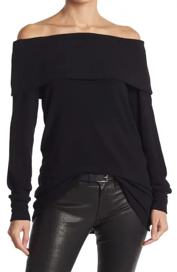 GO COUTURE Popover Off-the-Shoulder Sweater in Black at Nordstrom Rack, Size Small | Nordstrom Rack