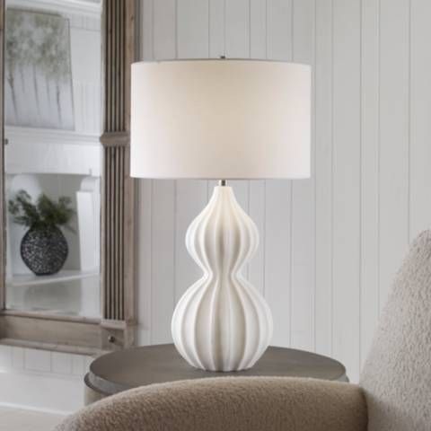 Uttermost Antoinette White Marble Gourd Table Lamp | Lamps Plus