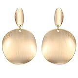 HelloFun Large Round Disc Dangle Drop Earrings 18K Gold Plated Fashion Stud Drop Earrings for Women | Amazon (US)