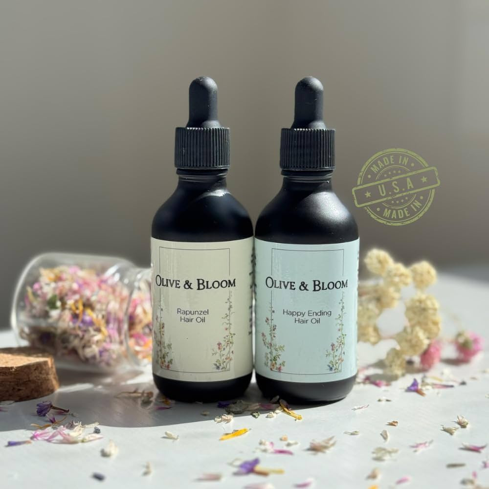 Olive & Bloom | 100% Organic | Hair Growth, Scalp and Split Ends Treatment | Rapunzel Hair Oil | Strengthen, Restore and Protect | Made in the USA | Color Safe | All Hair Types | | Amazon (US)