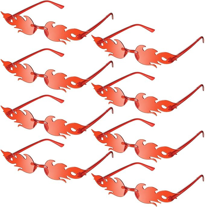 EBOOT 4/8 Pairs Fire Flame Glasses Rimless Flame Fire Sunglasses for Women Men Summer Beach Weddi... | Amazon (US)
