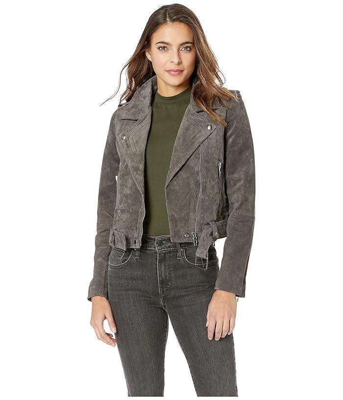 Blank NYC Suede Moto Jacket (French Grey) Women's Coat | Zappos