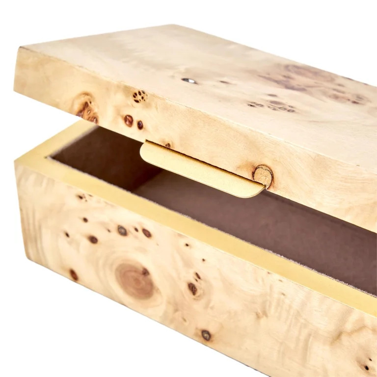Beautiful by Drew Burl Wood Tabletop Storage Box, Decorative Jewelry Organizer with Lid, Natural ... | Walmart (US)