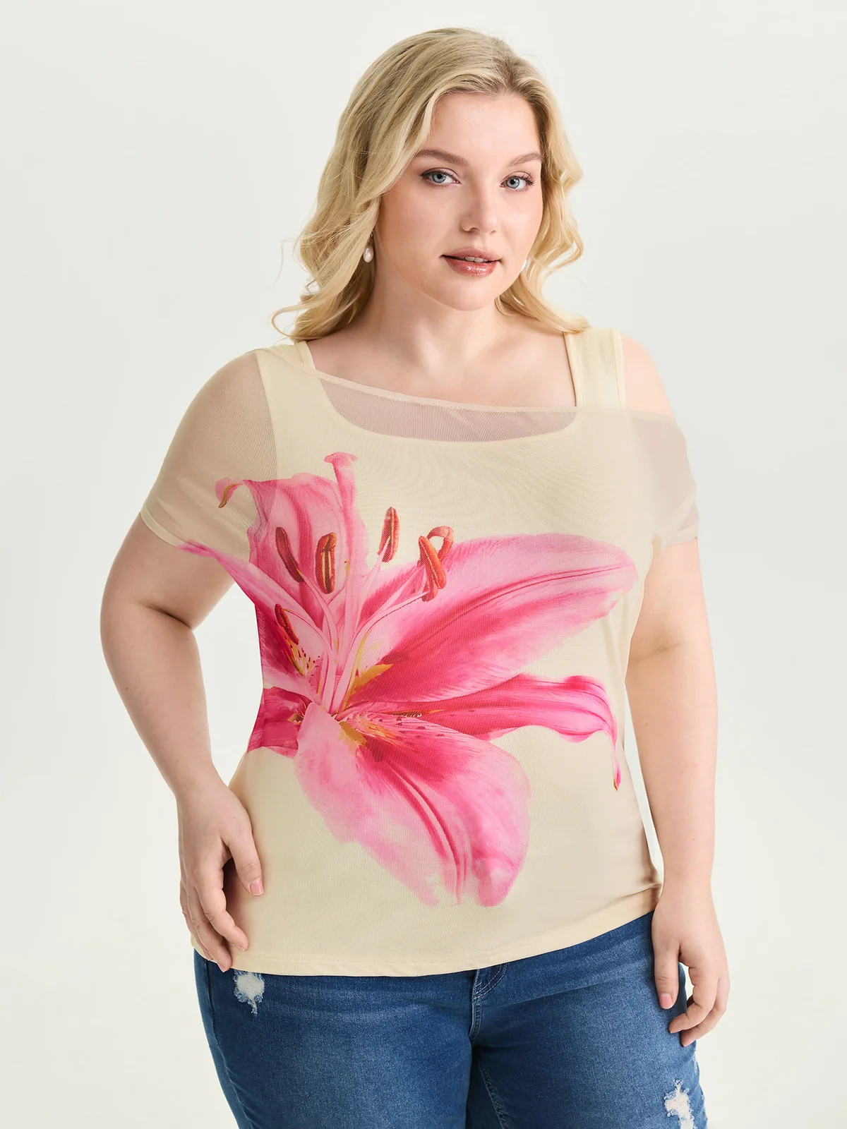 Floral Romance Mesh Layered Knit Top | Bloomchic