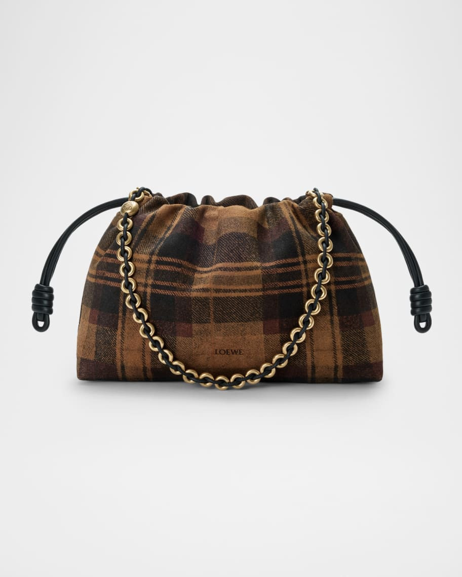 Loewe Flamenco Shoulder Bag in Plaid Calfskin Suede | Neiman Marcus
