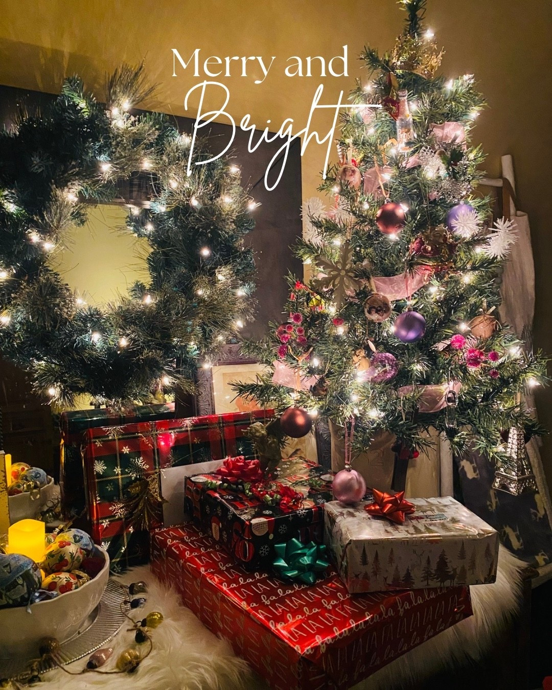 Small tree with a huge wreath, bowl of vintage ornaments, wrapped gifts and loads of sparkling lights can be just what you need in a smaller space for the holidays!

#LTKholiday #LTKhome #LTKwinter