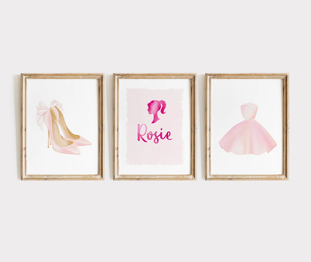 Barbie Prints, Personalised Set Of 3, Barbie Wall Art, Girls Bedroom Decor | Etsy (US)