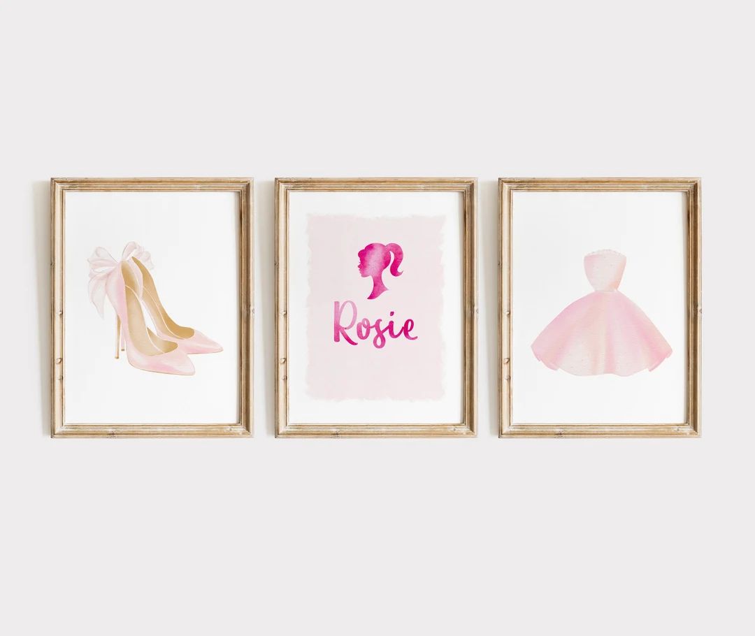 Barbie Prints, Personalised Set Of 3, Barbie Wall Art, Girls Bedroom Decor | Etsy (US)