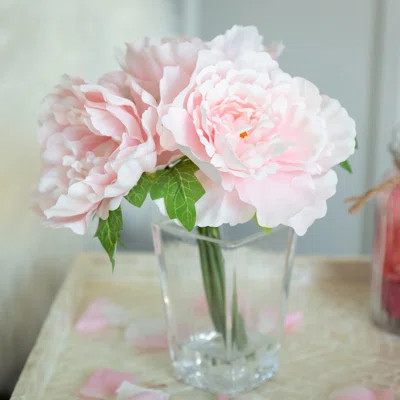 Silk Peonie Floral Arrangement in Vase Flower Color: Pink | Wayfair North America