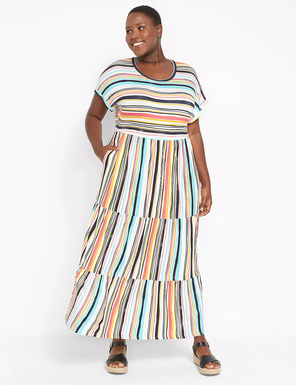 Short-Sleeve Tiered Maxi Dress | LaneBryant | Lane Bryant (US)