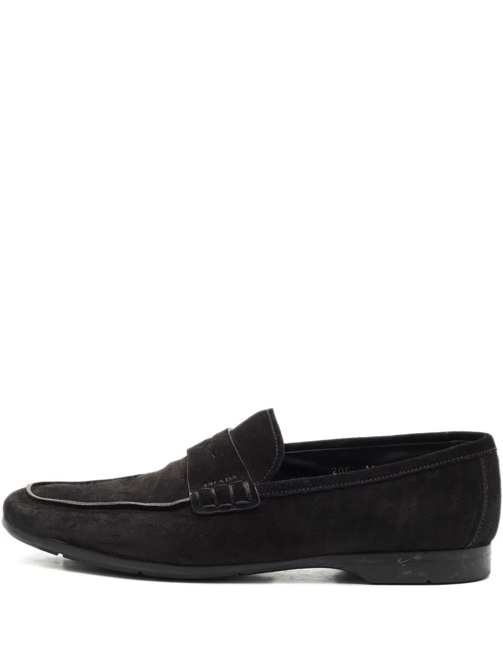 Prada Pre-Owned suede penny-strap loafers - Black | Farfetch Global
