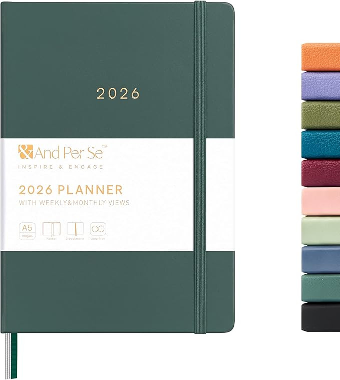 And Per Se 2026 Planner-Daily, Weekly & Monthly Leather Hardcover Planner, 5.7" x 8", Daily Sched... | Amazon (US)