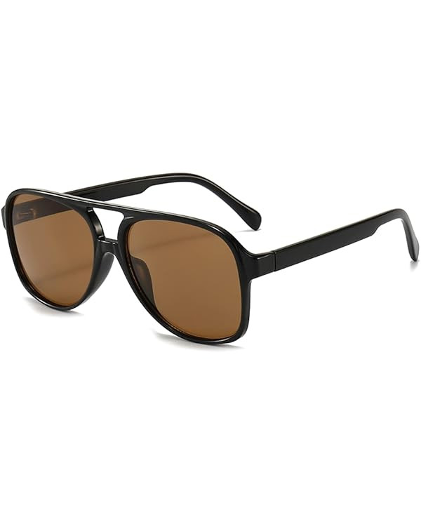 Vintage Aviator Sunglasses for Women Men 70s Glasses Retro Oversized Yellow Lens Shades | Amazon (US)