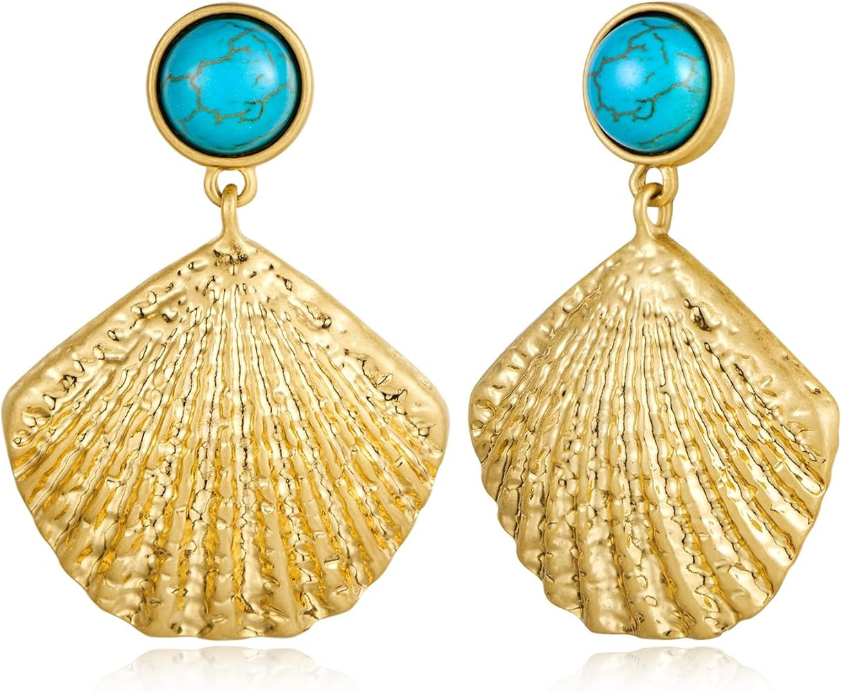 INNERDIVA Gold Boho Ocean Earrings Shell Earrings Sea Shell Stud Earrings Beach Jewelry Gifts for... | Amazon (US)