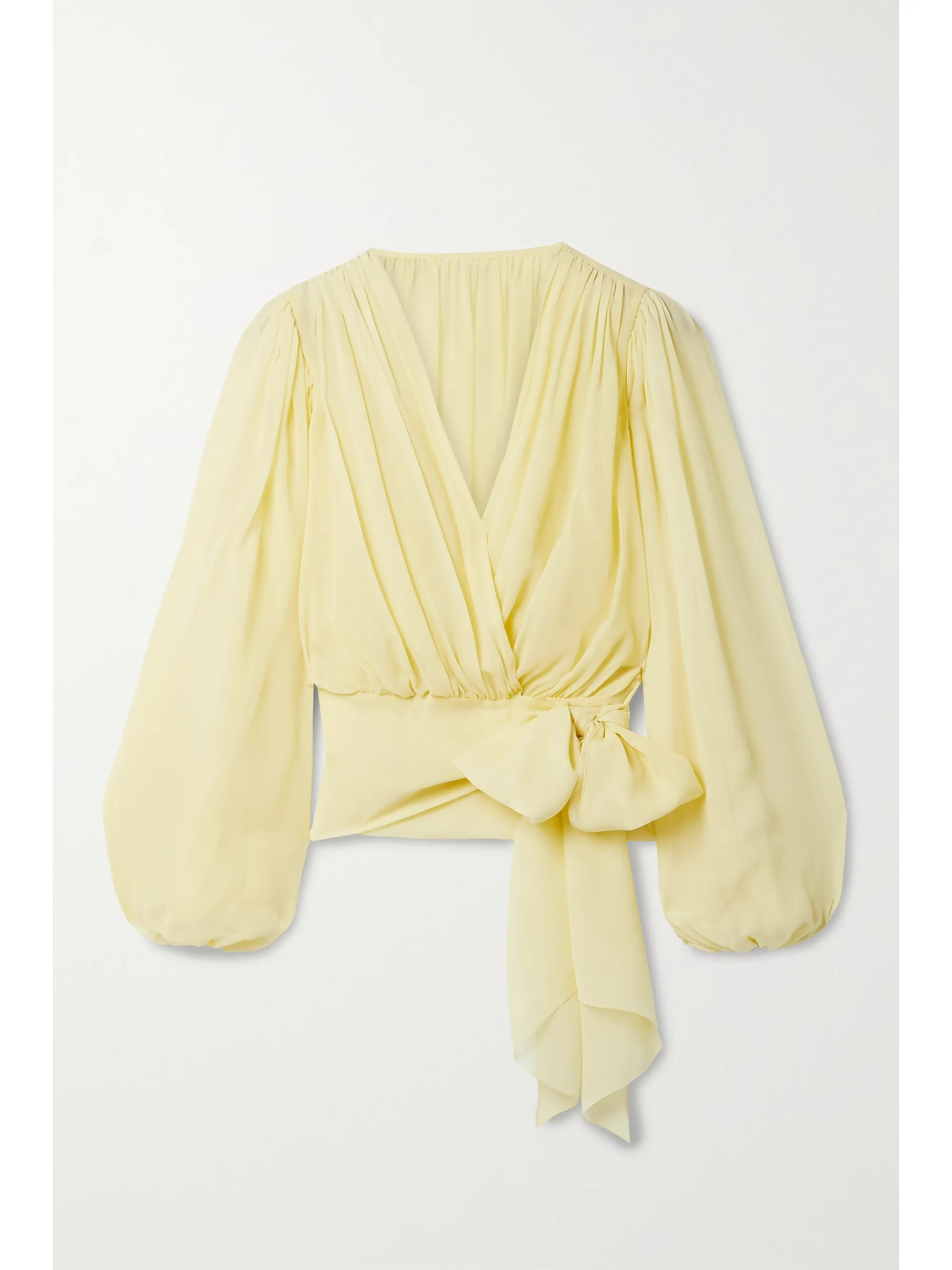 Pastel yellow Silk-chiffon wrap top | Dolce & Gabbana | NET-A-PORTER | NET-A-PORTER (US)