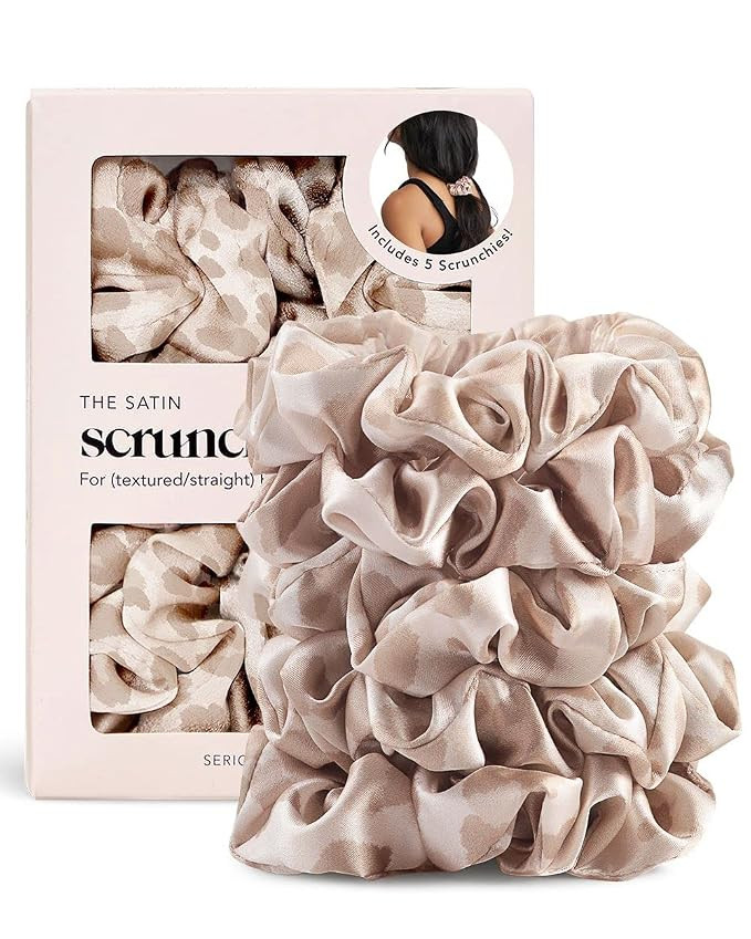 Kitsch Leopard Satin Scrunchies for Women - Softer Than Silk, No Damage, No-Crease Hair Ties for ... | Amazon (US)