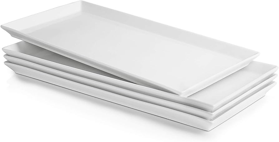 Sweese White Serving Platters, Porcelain Serving Trays for Parties, Large Rectangular Plates - 15... | Amazon (US)