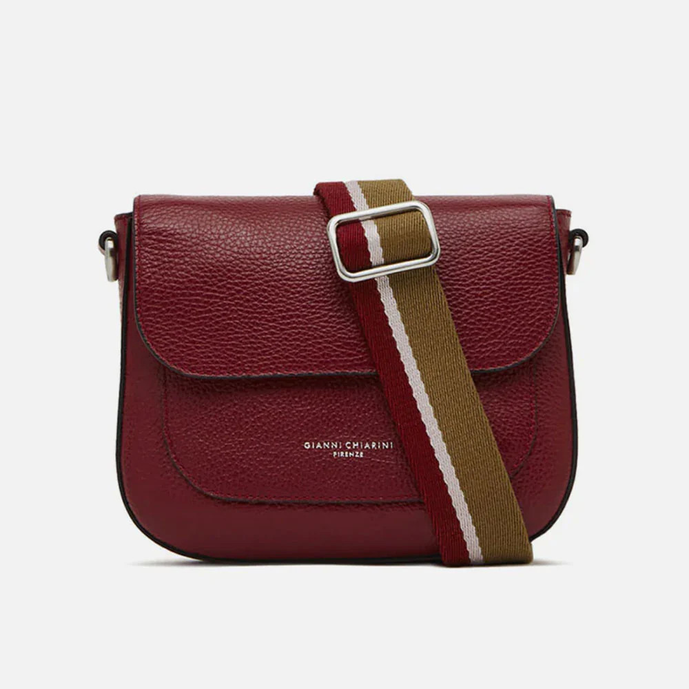 Dark Red Leather Ally Flap Bag | Caroline Gardner