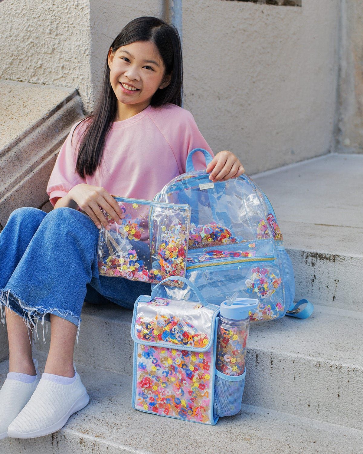 Little Letters Confetti Clear Backpack | Packed Party