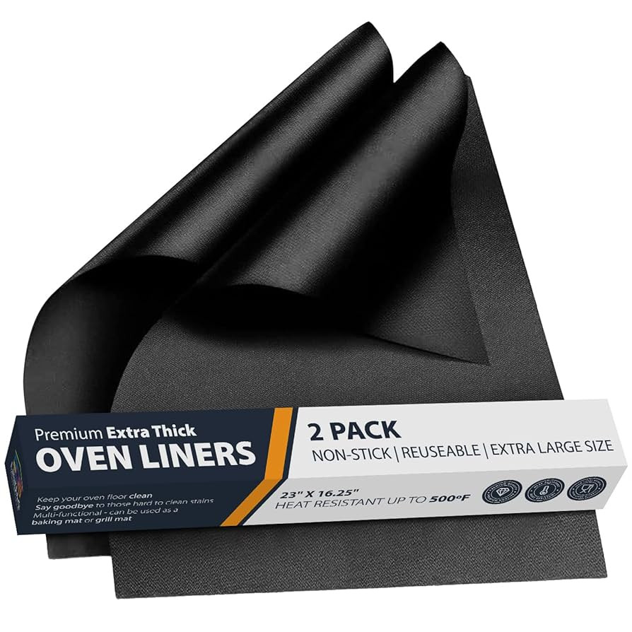 Oven Liners for Bottom of Oven - 2 Pack Large Heavy Duty Mats, 17”x25” Non-Stick Reusable Lin... | Amazon (US)