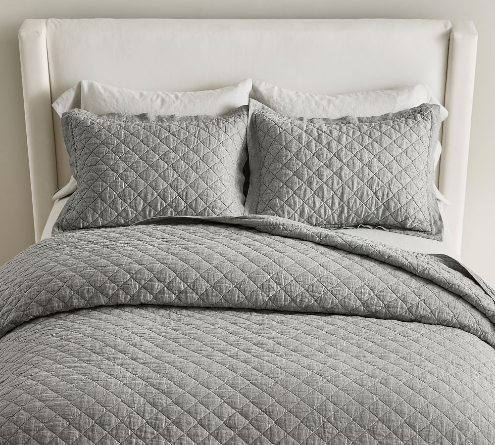 Belgian Flax Linen Diamond Quilt | Pottery Barn (US)