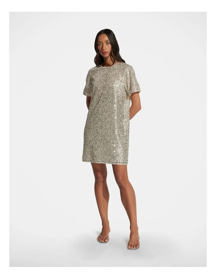 Sia Sequin Mini Tee Dress in Champagne | Myer