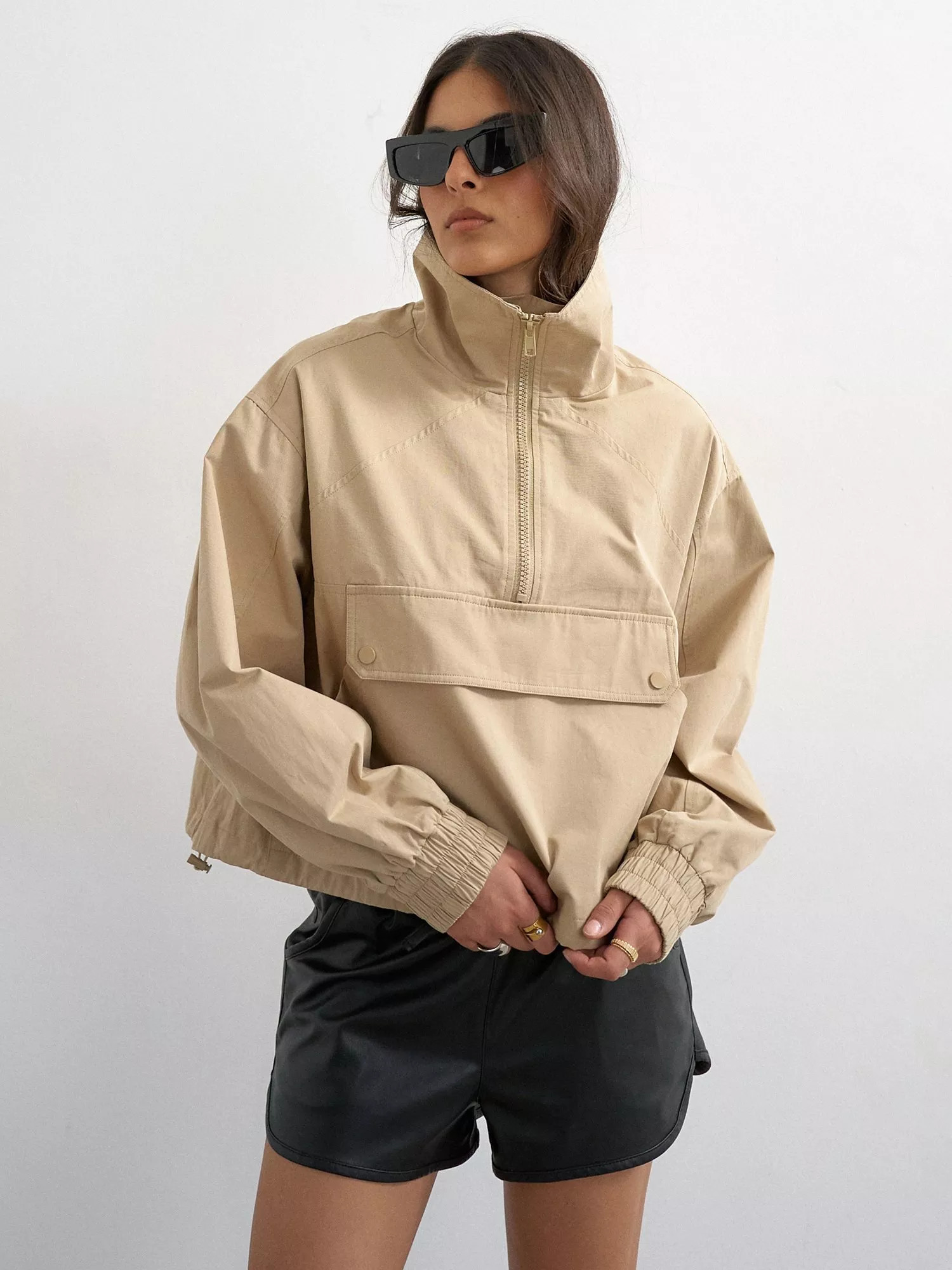 Oversized Pocket Windbreaker Jacket, Beige | John Lewis (UK)