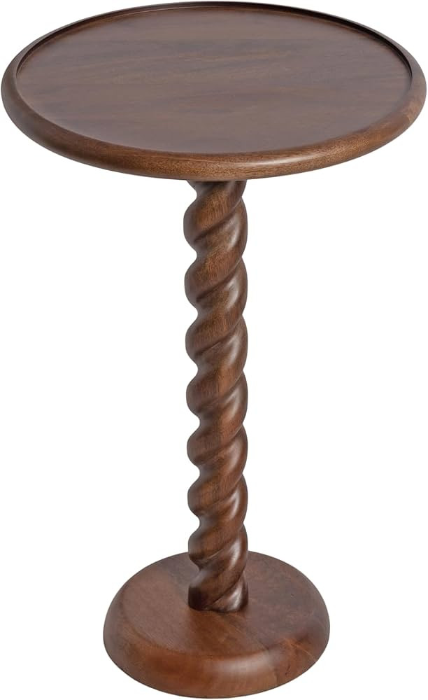 Kate and Laurel Willoughby Modern Wooden Spiraled Round Side Table, 15 x 15 x 24, Walnut Brown, A... | Amazon (US)