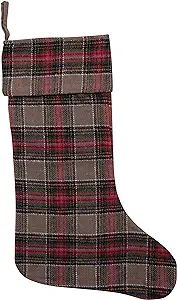 Creative Co-Op Brushed Cotton Christmas Plaid Pattern Stocking, Multicolor | Amazon (US)