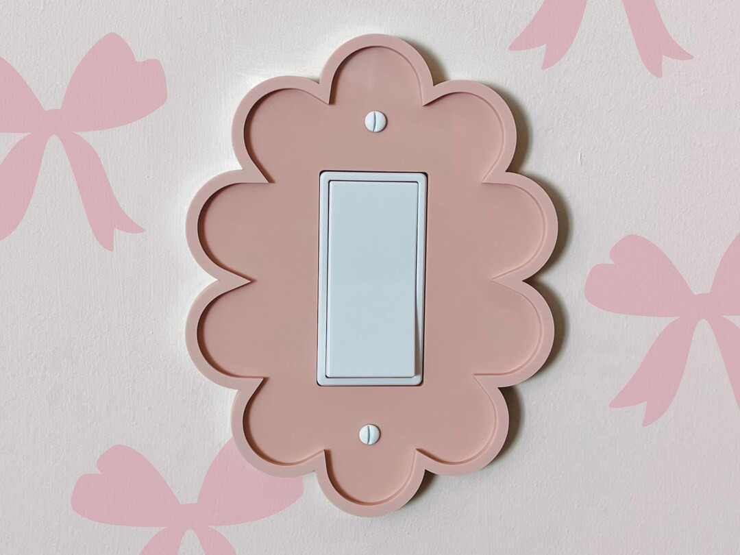 Scalloped Oval Switch Plate Pink Girl Nursery Decor Coquette Room Decoration Girly Baby Room Idea... | Etsy (US)