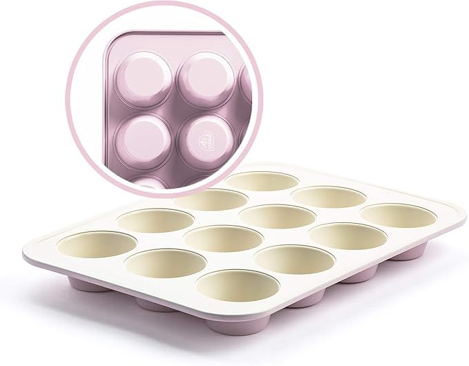 GreenLife Healthy Ceramic Nonstick Pink Muffin Pan, 12 Cup (CC003902-001) | Amazon (US)