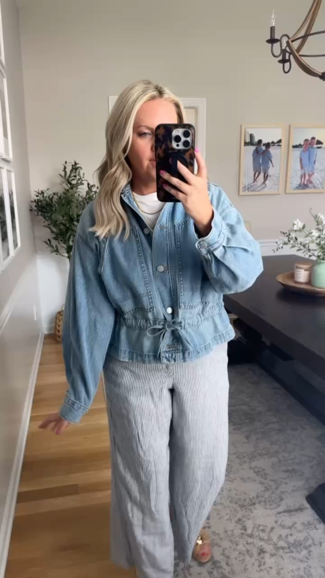 This outfit is such an easy elevated spring look. The cinched denim jacket paired with striped linen pants gives that perfect mix of structured and relaxed while still feeling effortless for everyday wear.

Wearing size small.

spring outfit ideas denim jacket outfit striped linen pants outfit casual spring outfit effortless style everyday outfit ideas neutral spring outfit womens spring fashion comfy chic outfit lovelylifestyling

#LTKmomlife #LTKootd #LTKOver40