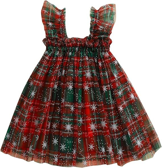 Toddler Christmas Tutu Dress Baby Girl Sleeveless Layered Tulle Dress Little Girl Princess Dresse... | Amazon (US)