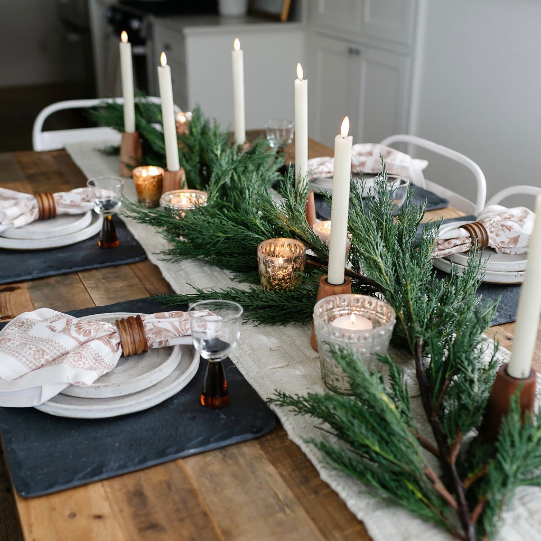 Garland, Christmas decor, holiday decor, dining room, holiday table decor, candles, LED candles, Target Studio McGee, Amazon home decor, table runner, votive candle, farmhouse table 

#LTKHoliday #LTKhome #LTKSeasonal