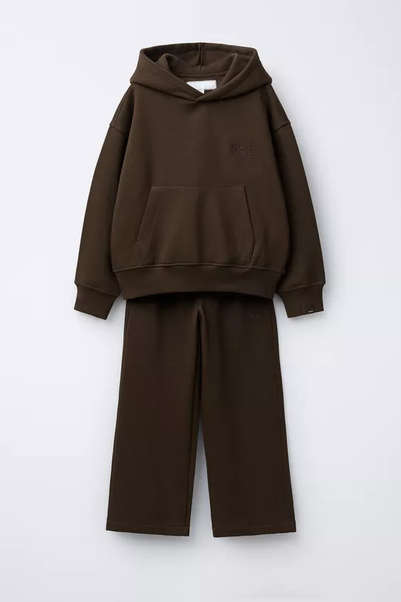EMBROIDERED HOODIE AND WIDE LEG PANTS SET | Zara US