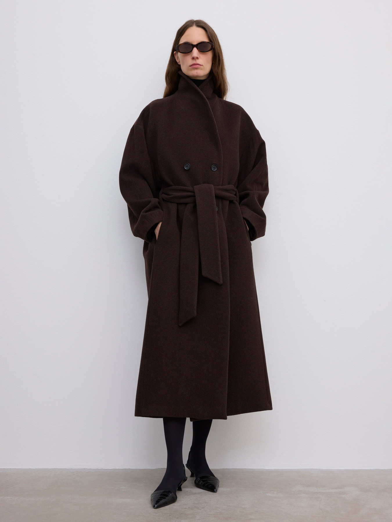 Relaxed Wool Coat | House of Dagmar | Chocolate Brown | Size 40 | 70% Wool 20% Polyester 5% Polyamide 5% Other fibre | House of Dagmar