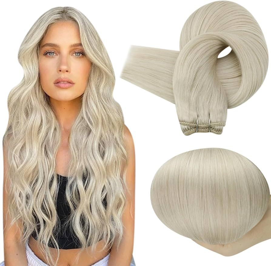 Full Shine Sew In Human Hair Extensions Blonde Hair Extensions Sew In Weft Hair Extensions 20 Inc... | Amazon (US)