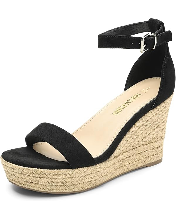 DREAM PAIRS Women's Open Toe Espadrilles Wedge Sandals, Comfortable Adjustable Ankle Strap 3.6 In... | Amazon (US)