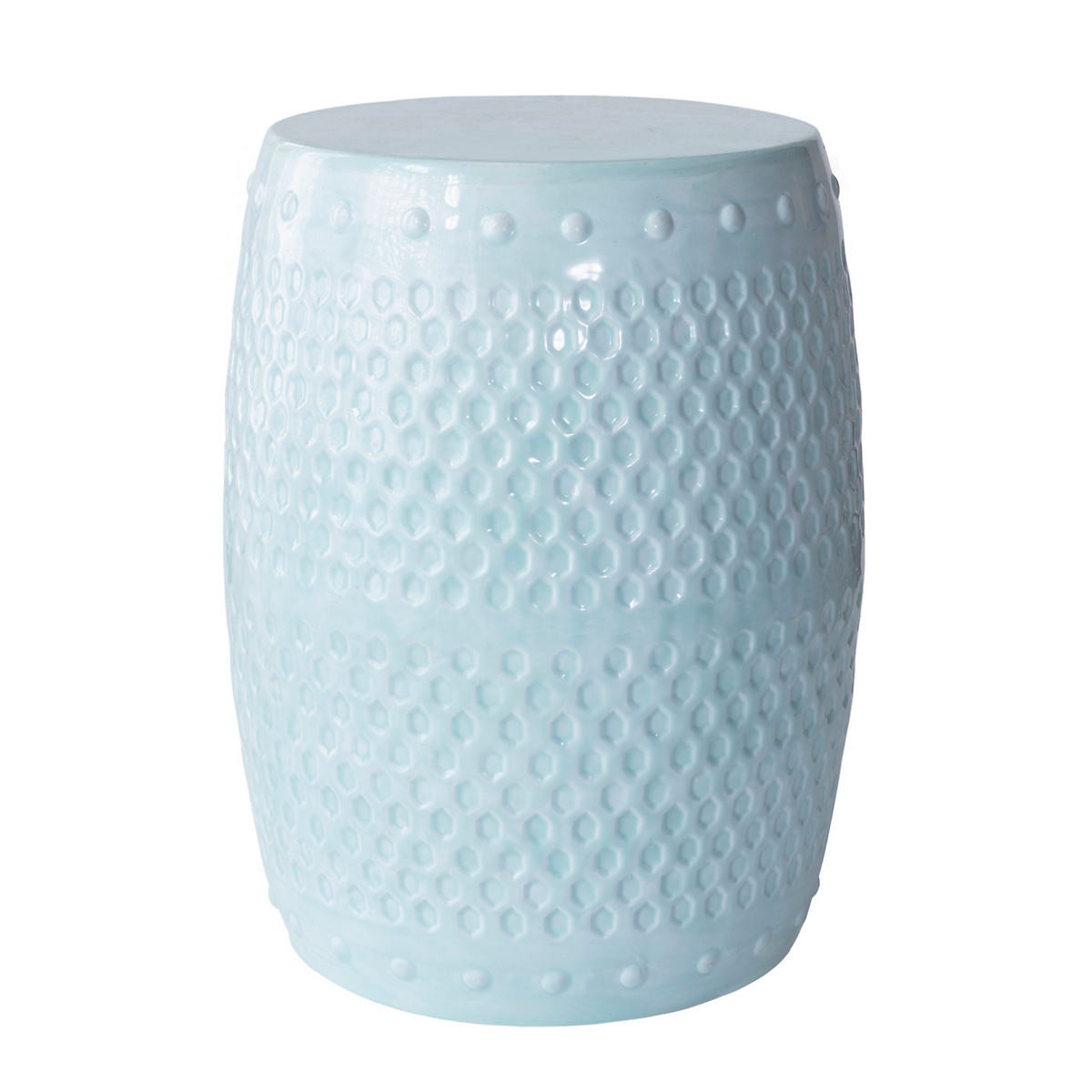 Robin's Egg Blue Glaze Stool | Furniture | Annie Selke