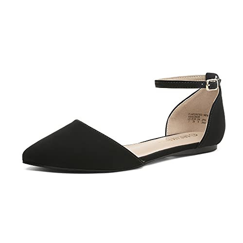 DREAM PAIRS Flapointed Women's Casual D'Orsay Pointed Plain Ballet Comfort Soft Slip On Flats Shoes,Size 5,Black/Nubuck,Flapointed | Amazon (US)