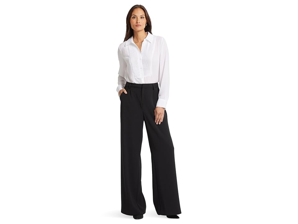 NYDJ Wide Leg Trouser Women's Dress Pants Black : 0 31.5, Polyester | Zappos